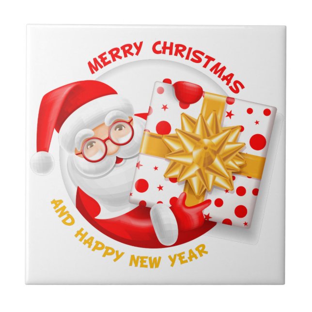 Santa Claus happy new year Tile (Front)