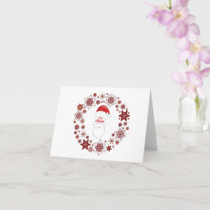 Santa Claus Hat And Beard With Merry Christmas Card