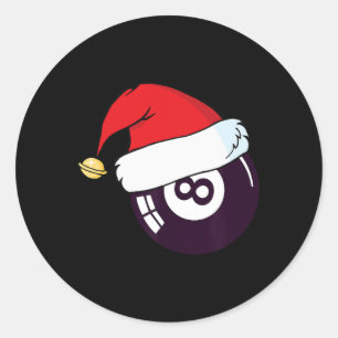Santa Claus Hat Billiards 8 Ll Christmas Classic Round Sticker