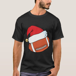 Santa Claus Hat Football Christmas T-Shirt