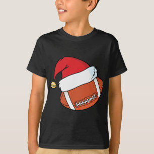 Santa Claus Hat Football Christmas T-Shirt