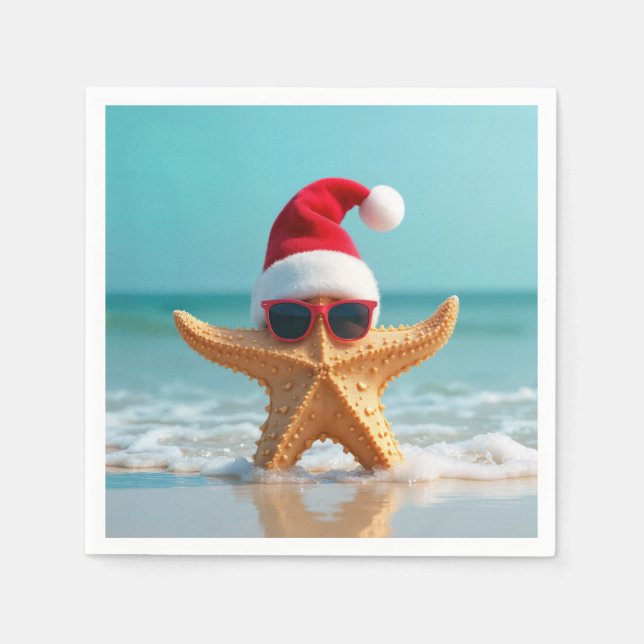 Santa Claus Hat On a Starfish Napkin (Front)