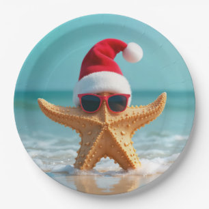 Santa Claus Hat On a Starfish Paper Plate