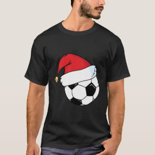 Santa Claus Hat Soccer Ball Christmas T-Shirt