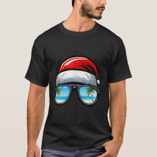Santa Claus Hat Sungles Beach Christmas In July  T-Shirt