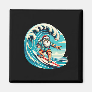 Santa Claus Hawaiian Surfing Christmas Aloha Tropi Magnet