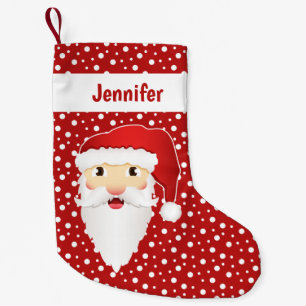 Santa Claus Head With Personalizable Name Red Small Christmas Stocking