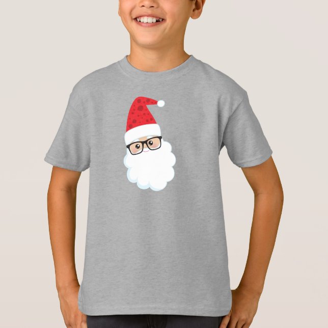Santa Claus, Hipster Santa, Christmas, Glasses T-Shirt (Front)