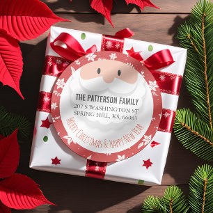 Santa Claus Ho Ho Christmas Happy New Year Address Classic Round Sticker