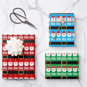 Santa Claus Ho Ho Ho Pattern Wrapping Paper Sheet