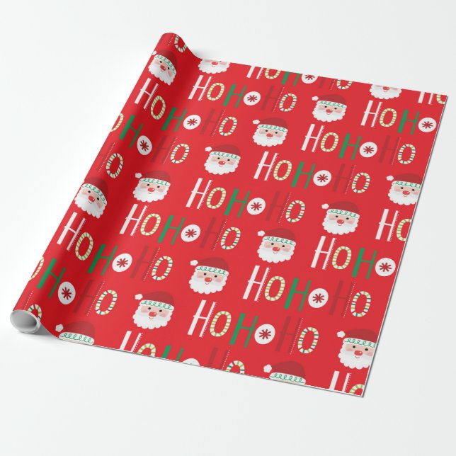 Santa Claus HO HO HO Wrapping Paper (Unrolled)