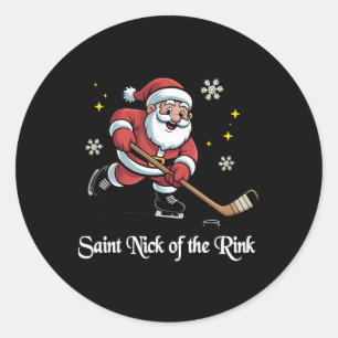 Santa Claus Hockey Classic Round Sticker