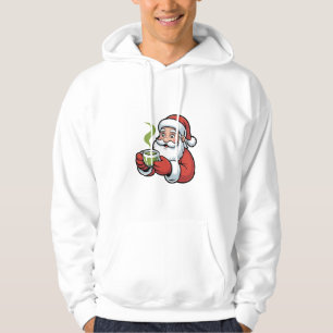 Santa Claus Holding a Matcha Drink Christmas Hoodie