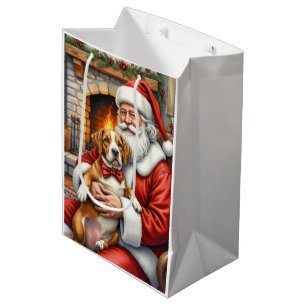 Santa Claus Holding American Staffordshire Terrier Medium Gift Bag