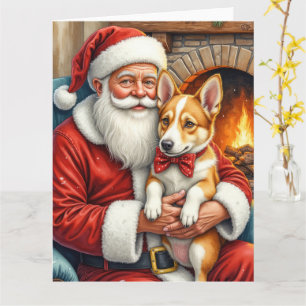 Santa Claus Holding Australian Cattle Christmas Card