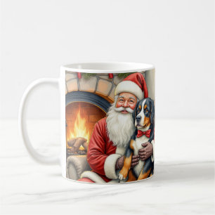 Santa Claus Holding Bernese Mountain Dog Christmas Coffee Mug
