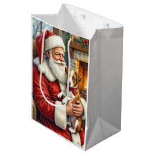 Santa Claus Holding Chesapeake Bay Terrier Medium Gift Bag