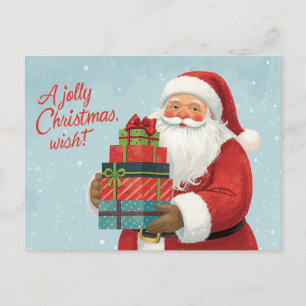 Santa Claus Holding Christmas Gifts Holiday Postcard