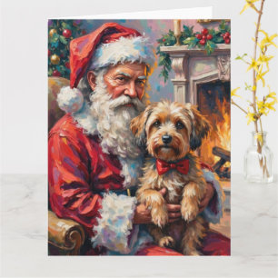 Santa Claus Holding Havanese Christmas Art Card