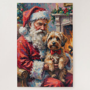 Santa Claus Holding Havanese Christmas Art Jigsaw Puzzle