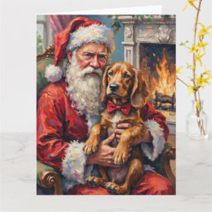 Santa Claus Holding Otterhound Christmas Art Card