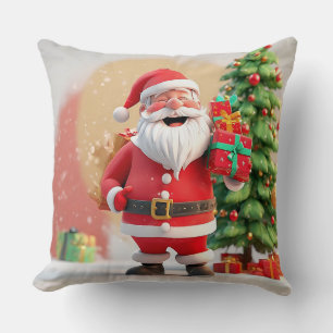 Santa Claus Holding Present Cushion