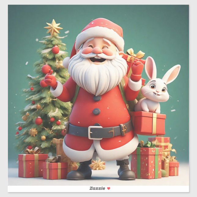 Santa Claus Holding Present with Rabbits (Sheet)