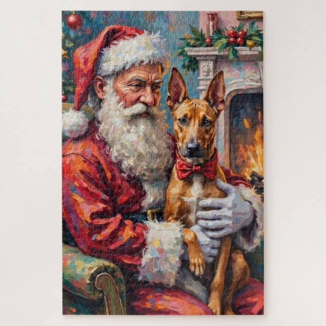 Santa Claus Holding Thai Ridgeback Christmas Art Jigsaw Puzzle (Vertical)
