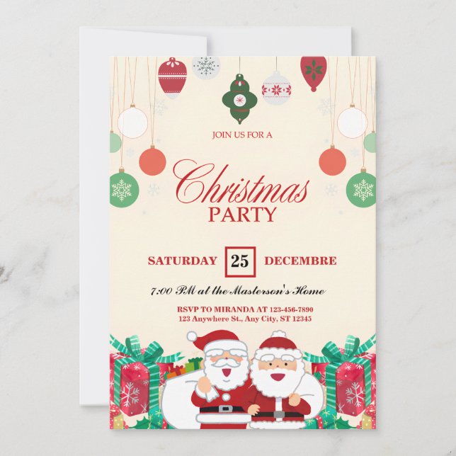 Santa Claus Holiday Party Invitations Customisable (Front)