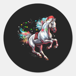 Santa Claus Horse Christmas Art Horse Riding Dress Classic Round Sticker
