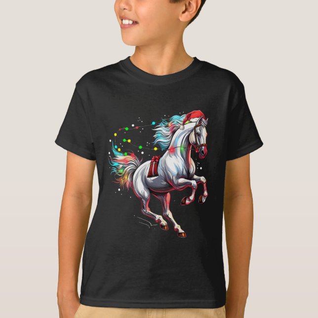 Santa Claus Horse Christmas Art Horse Riding Dress T-Shirt (Front)
