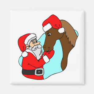 Santa Claus Horse Theme Equine Holiday Christmas Magnet