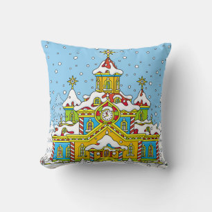 Santa Claus housesanta,claus,house,winter,frost,gr Cushion