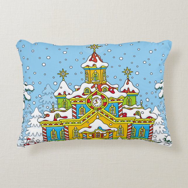 Santa Claus housesanta,claus,house,winter,frost,gr Decorative Cushion (Front)