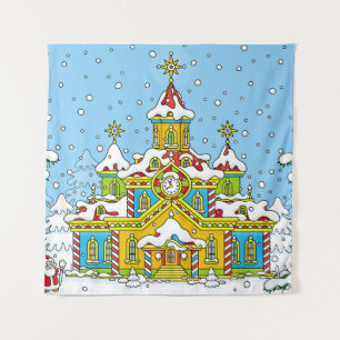 Santa Claus housesanta,claus,house,winter,frost,gr Tapestry