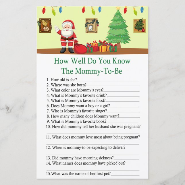 Santa Claus how well do you know baby shower (Front)