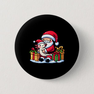 Santa Claus Hugs Axolotl Christmas Pajama Family M 6 Cm Round Badge