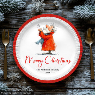 Santa Claus Humor Stylish Christmas Paper Plates