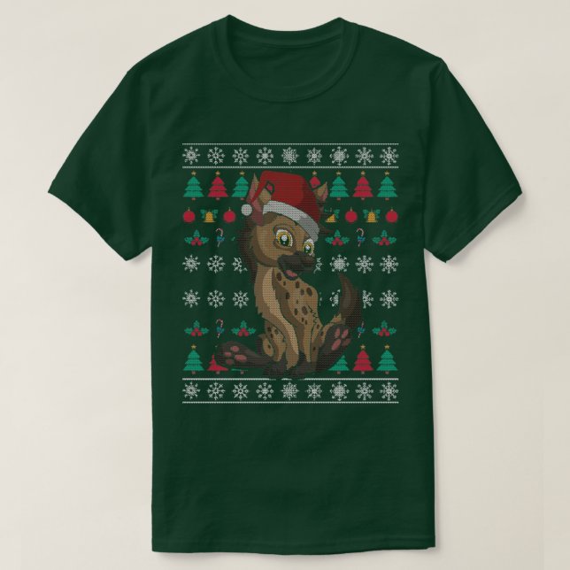 Santa Claus Hyena Ugly Christmas T-Shirt (Design Front)