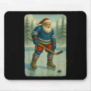 Santa Claus Ice Hockey Player Christmas Hockey  Mouse Pad