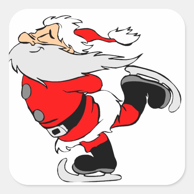 Santa Claus Ice Skating Square Sticker (Front)