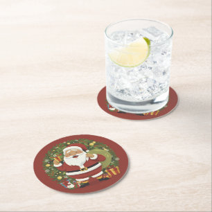 Santa Claus Illustration Christmas Paper Coaster