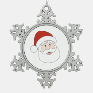 Santa Claus Illustration Snowflake Pewter Christmas Ornament