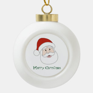 Santa Claus Illustration & Text Ceramic Ball Christmas Ornament