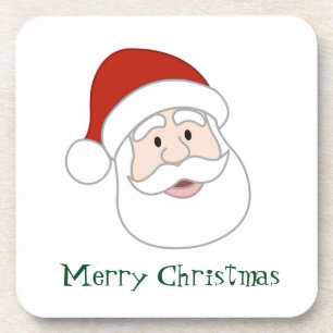 Santa Claus Illustration & Text Coaster