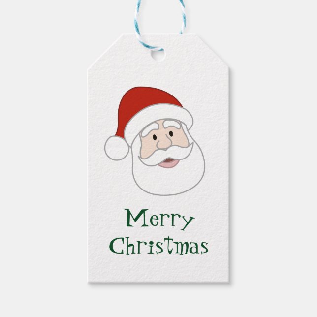 Santa Claus Illustration & Text Gift Tags (Front)