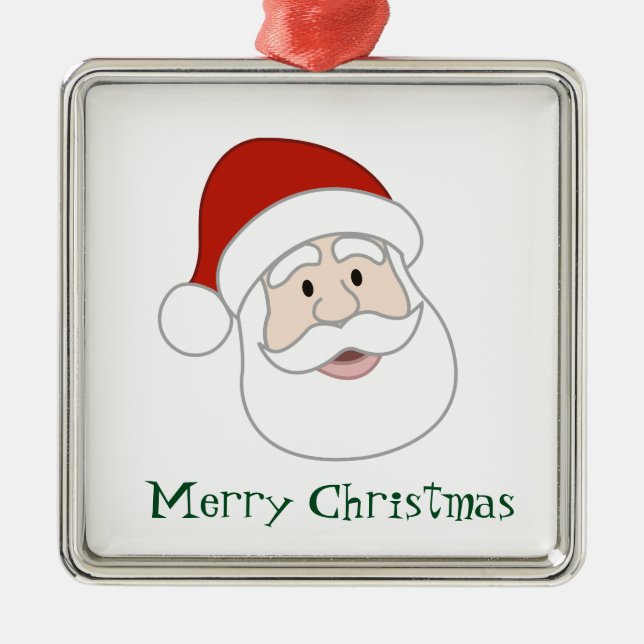 Santa Claus Illustration & Text Metal Tree Decoration (Front)