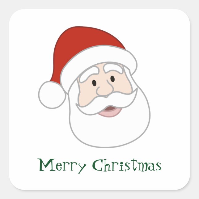 Santa Claus Illustration & Text Square Sticker (Front)