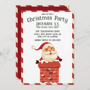 Santa Claus in a Chimney Colourful Christmas Invitation
