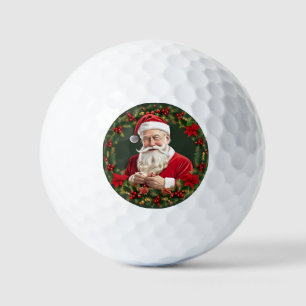 Santa Claus in a Festive Wreath Golf Balls